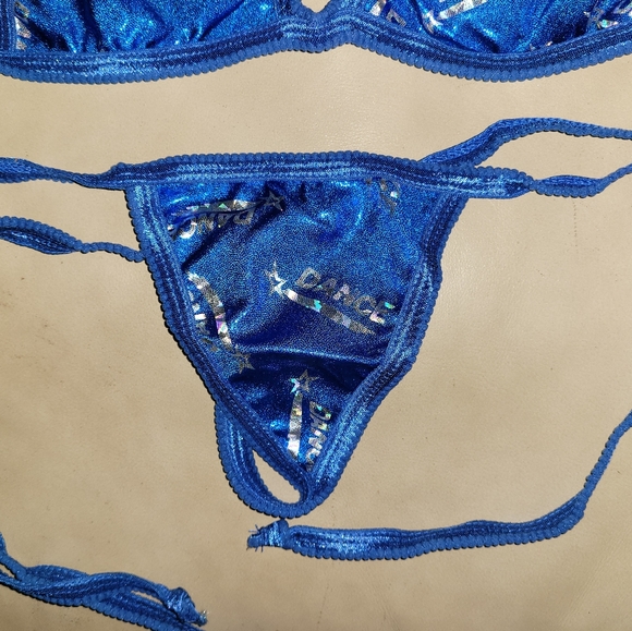 Handmade Metallic Blue & Silver Y-String Bikini - Picture 4 of 8